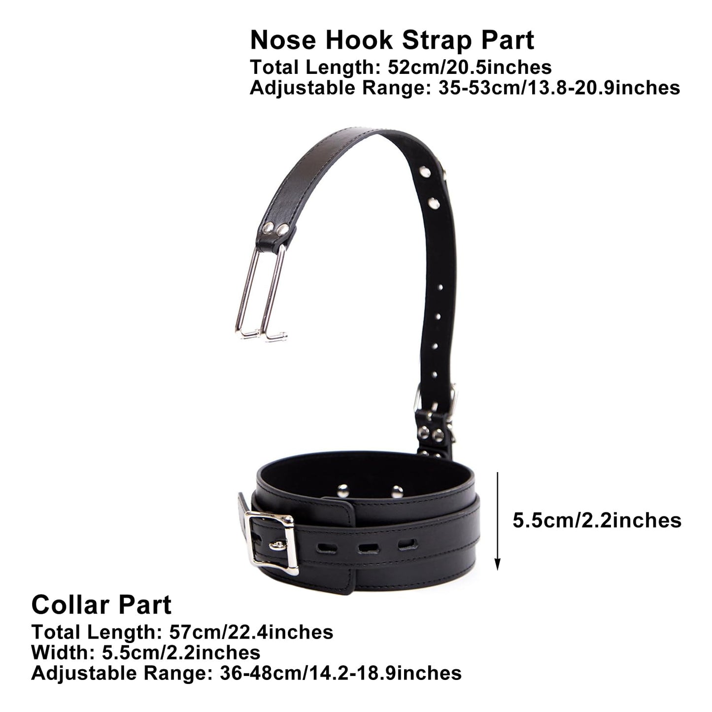 Gothic Choker Leather Collar with Nose Hook Adjustable Necklace for Bar Masquerade Cosplay Accessory