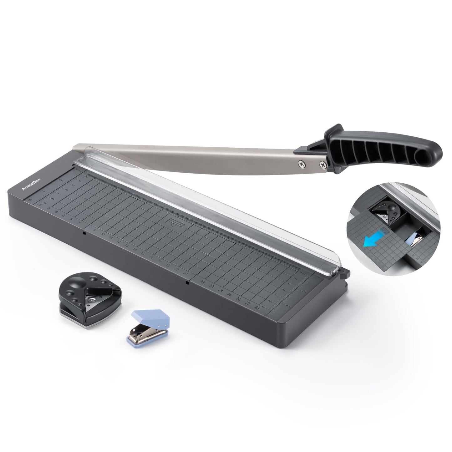 12" Guillotine Paper Cutter,Accurate Paper Trimmer Cutting with Safety Guard & Blade Lock, 8 Sheet Capacity, Portable Heavy Duty Paper Cutter for Cardstock,Label,Vinyl & Photos