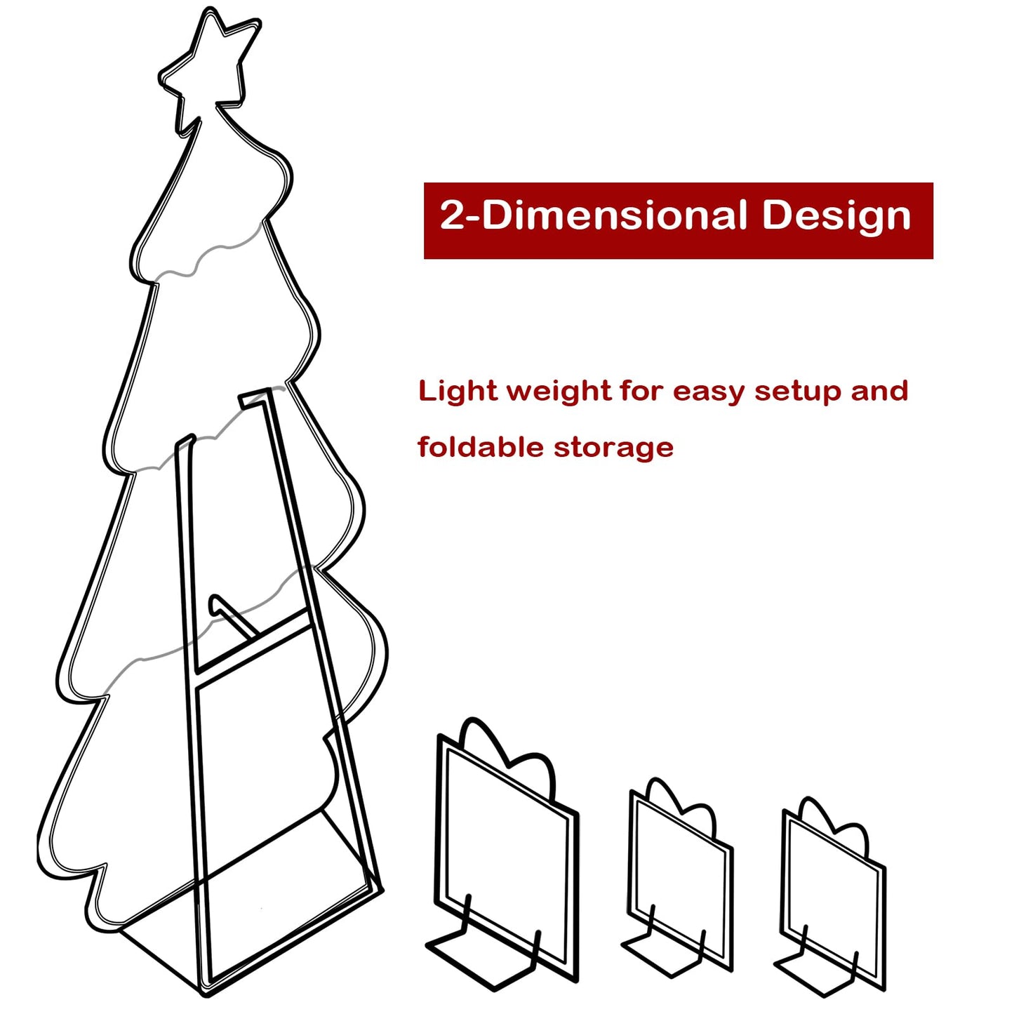 3ft 2D Christmas Tree Outdoor Decorations with 100 Twinkling LED Lights, 8 Light Modes, Large Holiday Yard Ornament for Patio, Lawn, Home（Sphere+Star）
