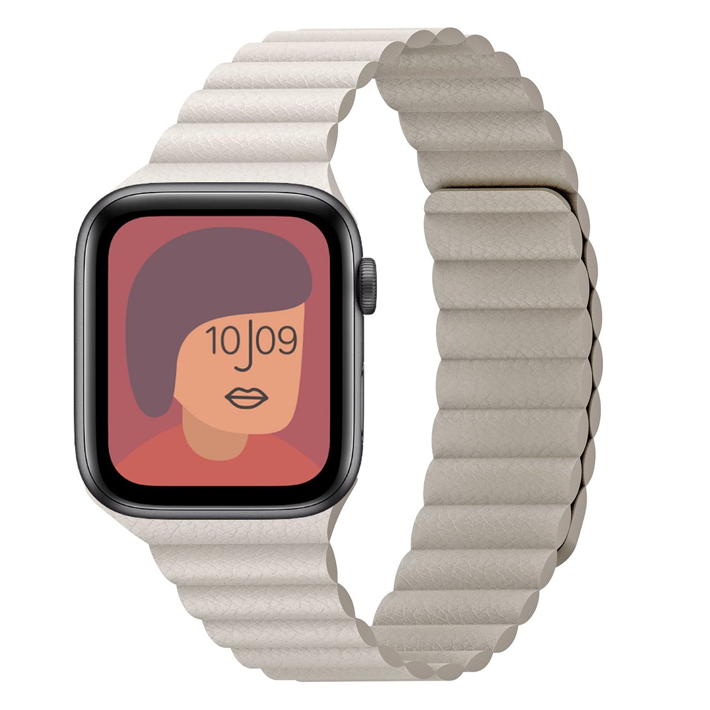 INI Compatible with Apple Watch Band 49mm 46mm 45mm 44mm 42mm 41mm 40mm 38mm - Adjustable Leather Strap with Magnetic Closure System for iWatch Series 10 Ultra 2 Ultra/9/8/7/SE/6/5/4/3/2/1 - Tan