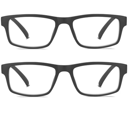 Kitchasy 2 Pack Reading Glasses, Unbreakable Blue Light Blocking Reading Glasses,Filter UV Ray/Glare Computer Readers, Stylish Lightweight Spring Hinges Eyeglasses for Women Men(2-pack Black,1.0)