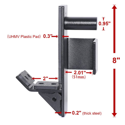 SYL Fitness J-Hooks for Squat/Power Rack - Available in 2"x2" and 3"x3", Heavy Duty J-Cups Barbell Holder with UHMW Pads (For 2"x2" Rack with 1" Hole)