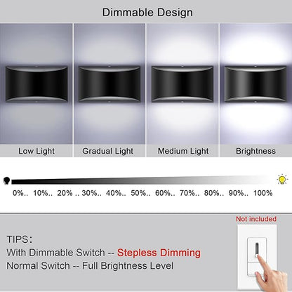 Lightess Modern Wall Sconces Indoor Wall Lamp Dimmable LED Up Down Wall Lamp 12W for Bedroom Living Room Staircase, Cool White