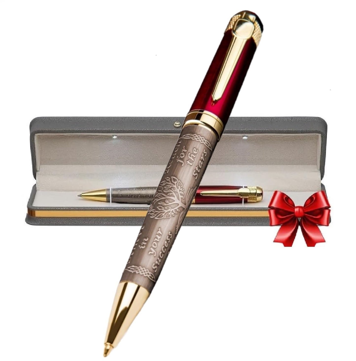 S&R Somit™ Fancy Pen For Men and Women With Gift Box - Valuable Luxury Pen for Business and Office, Executive Gift for Family & Friends - Special Engraving & Led Decorative Box (RED GOLD)