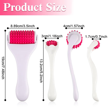 Tondiamo 2 Pcs Muscle Roller Gifts Stick Fascia Body Cellulite Face Muscle Massage Roller Manual Massage Tools for Relief Neck Arm Back Leg Body Deep Release(White,Silicone)