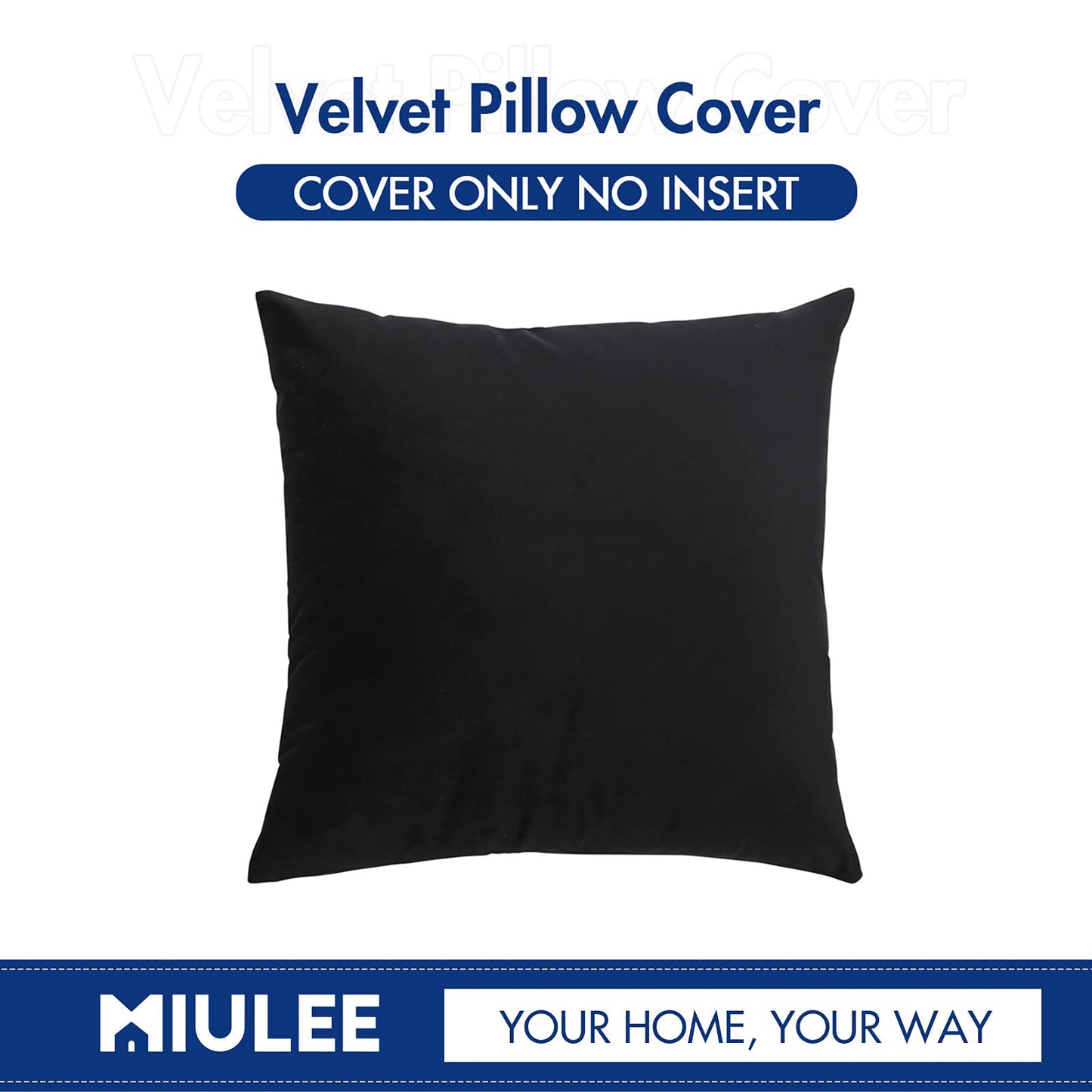 MIULEE Velvet Pillow Cover Soft Luxury Decorative Throw Pillow Cover Eruo Sham Single Rectangle Cushion Case for Couch Sofa Bedroom Car Decor,24x24 Inch Black