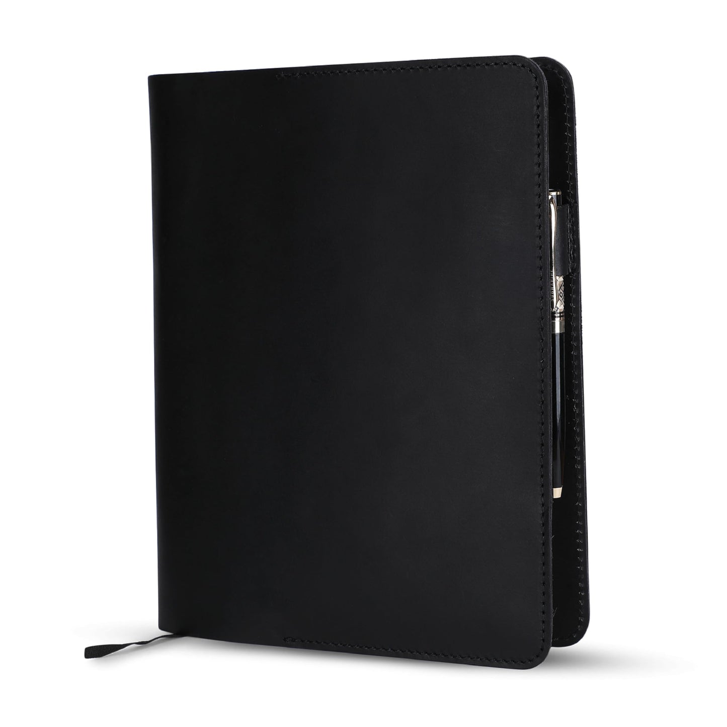 TheAntiq XL Leather Journal Cover 7.5 x 9.5 Inch – Refillable Genuine Leather Cover for Composition Notebook, Planner & Diary – Handmade Protective Travel Writing Case, Black
