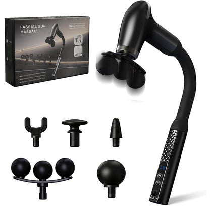 HISBO Massage Gun with Upgraded Extension Handle, Massage Gun Deep Tissue - Back Massager for Relief Deep Tissue, Muscles/Neck/Shoulders/Waist/Legs Massager,5 Replaceable Heads&9 Speed Levels (Black)