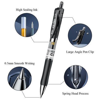 M&G 30 Pcs Gel Pens, 0.5mm Fine Point Gel Ink Pen, High Capacity Retractable Rollerball Pens, Gel Ink Pen with Soft Grip for Smooth Writing Office School (21 Black+6 Blue+3 Red)
