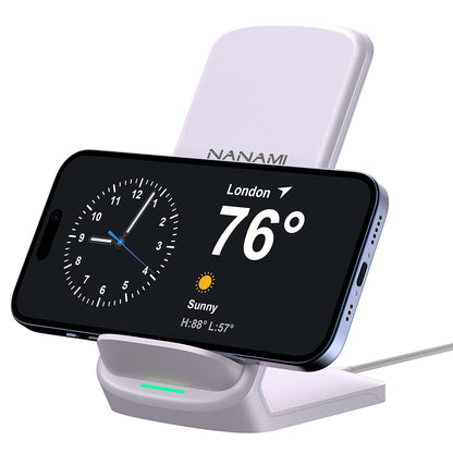 NANAMI Upgraded Fast Wireless Charger, Qi-Certified Wireless Charging Stand Compatible with Samsung Galaxy S25/S24/S23/S22/S21/S20 & Qi Phone Charger for iPhone 17/17 Air/16/16 Plus/16 Pro/15/14/13