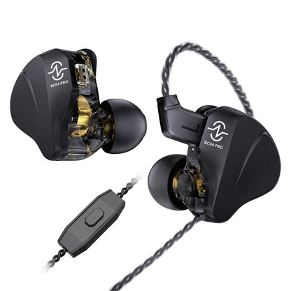 CCZ BC04 PRO in Ear Monitor Headphone, IEM for Gaming, Heavy Deep Bass Wired Earbuds in Ear Headphones,1BA 1DD Noise Cancelling Ear Buds with 5N OFC Cable for Singer Musician (with mic, Matte Black)