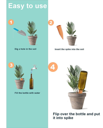 vensovo 10pcs Terracotta Watering Spikes - Automatic Self Watering Stakes, Plant Watering Devices for Wine Bottles Recycled Bottles, Clay Plant Garden Waterers for Vacations