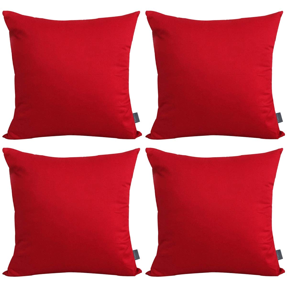 Thmyo 4-Pack 100% Cotton Comfortable Solid Decorative Throw Pillow Case Square Cushion Cover Pillowcase Sublimation Blank Pillow Covers DIY Throw Pillowcase for Couch Sofa Bed(18x18 inch/45x45cm,Red)