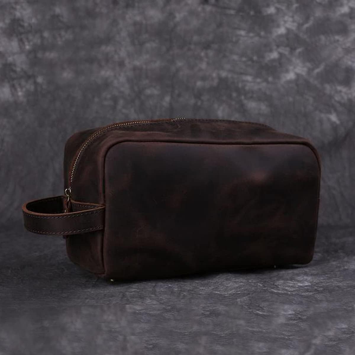 RC ROCKCOW Genuine Leather Toiletry Bag for Men Travel Shaving Dopp Kit-Large Cosmetic Bags Toiletries Bathroom Organizer