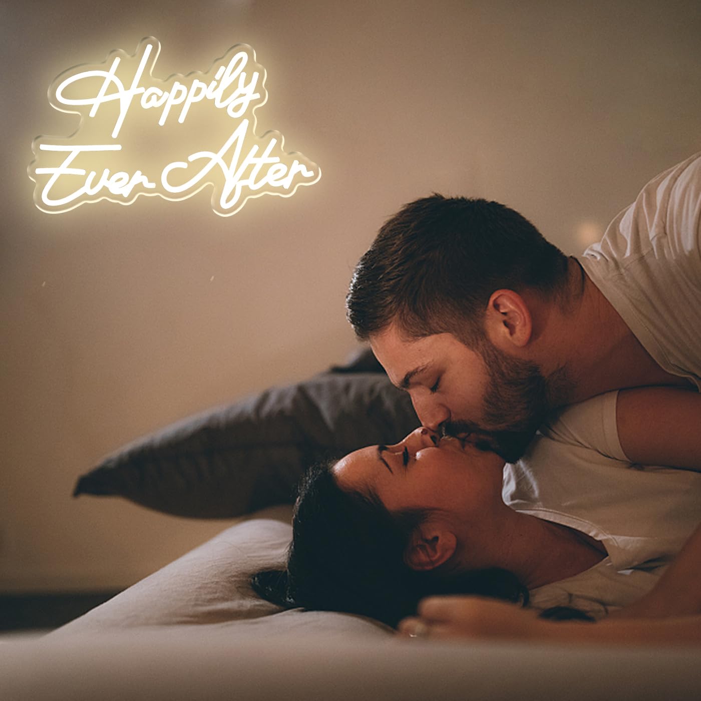 UExnkj-Y Happily Ever After Neon Sign for Wall Decor, Wedding Neon Lights Sign Dimmable USB Powered LED Sign for Bedroom Home Bar Wall Decor Anniversary Valentine's Celebrations Wedding Party