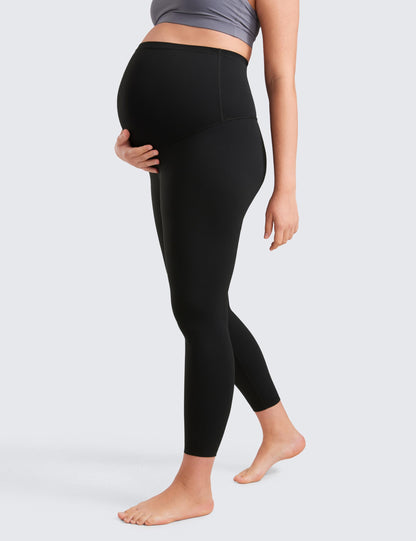 CRZ YOGA Womens Butterluxe Maternity Leggings Over The Belly 25" - Buttery Soft Workout Activewear Yoga Pregnancy Pants Black Small
