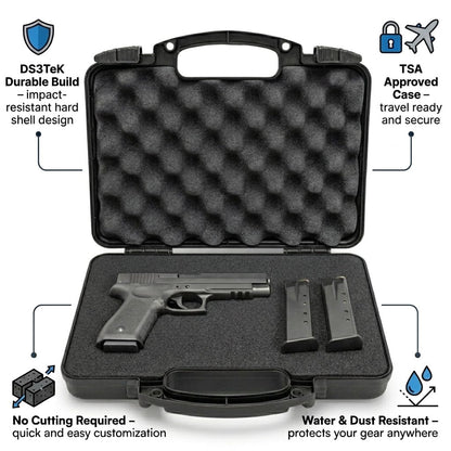 Cedar Mill Fine Firearms TSA Approved Gun Case - Gun Carry-on Bag for Handgun & 9mm Pistol, Revolver - Airline Approved Hard Case - Travel Pistol Carrying Bag (12.3” x 10.5”)