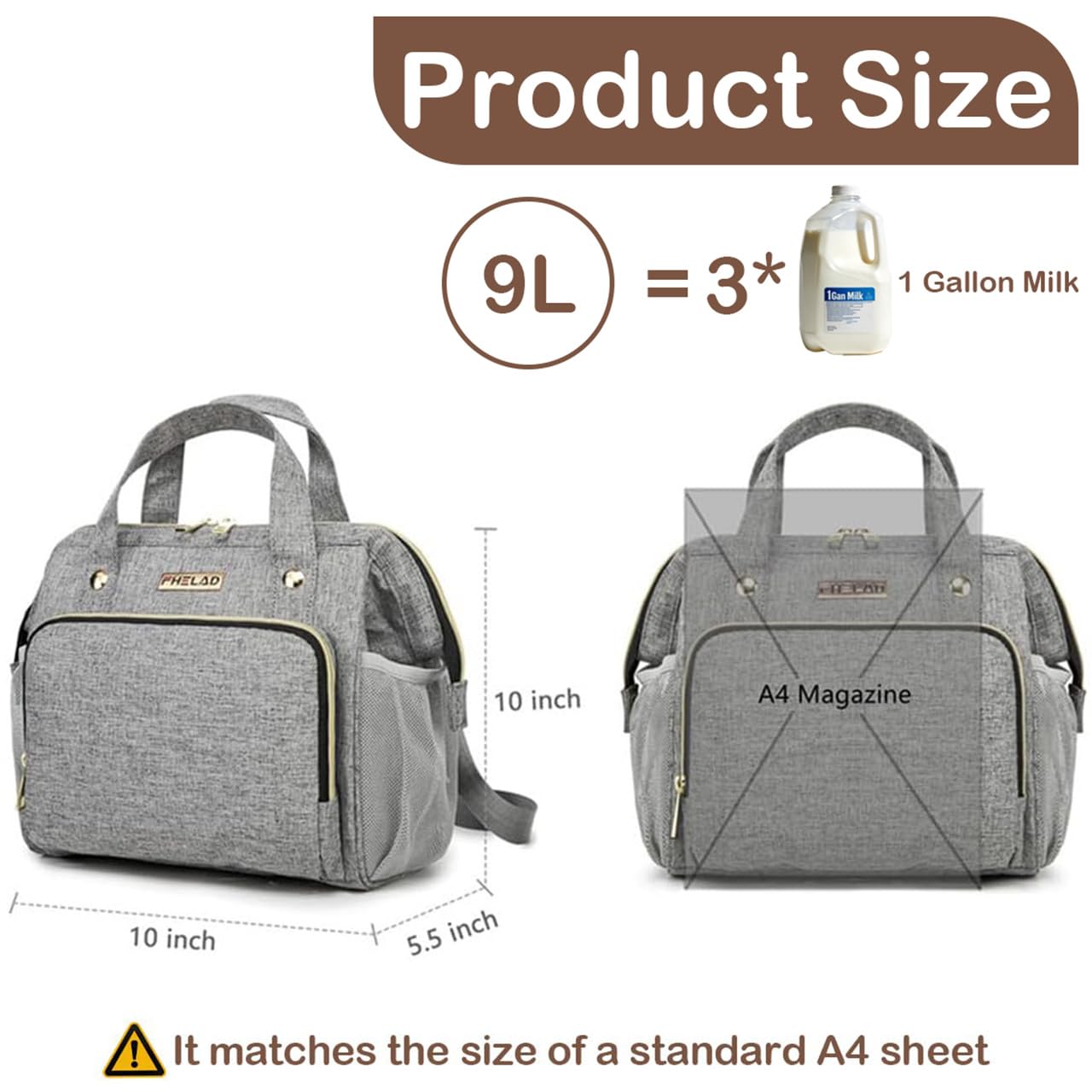 FHELAD Small Diaper Bag Backpack, Toddler Diaper Bags Waterproof Multi-Function Newborn Baby Stylish Mini Crossbody Diaper Bag, Gray