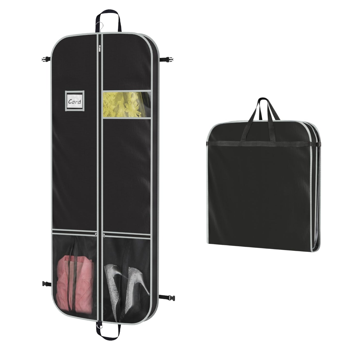 Zilink Upgrade 60" Garment Bag for Long Coat, Leather,Fur, Mink, Gown and Choir Robe with 3.9" Gusset and Stable Buckles Heavy Duty, Hanging, Breathable, Foldable Travel and Wardrobe Clothes Protector