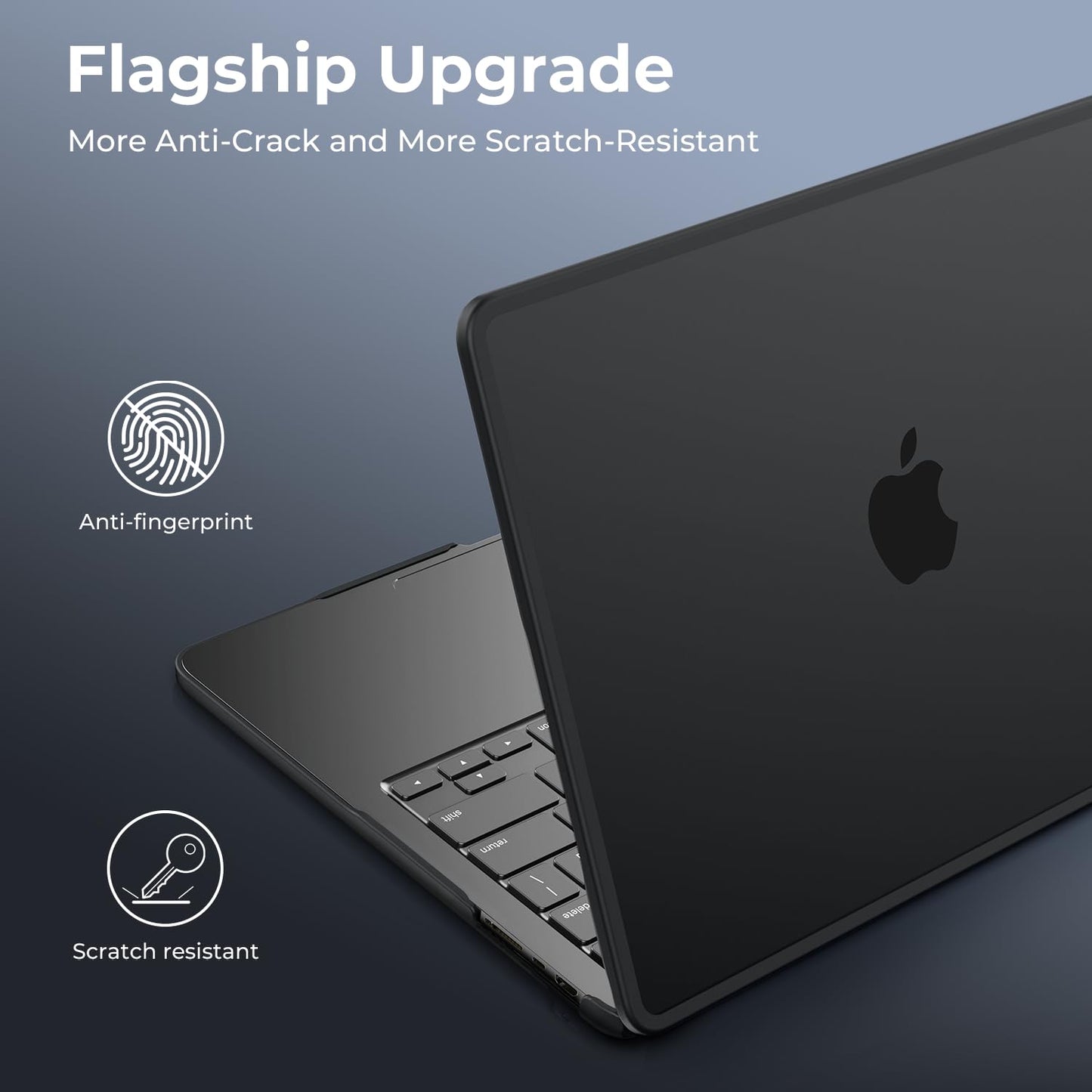 BlueSwan Anti-Cracking Hard Shell Case Compatible with MacBook Pro 14-inch M5 2026 2025-2021 Release M4 M3 M2 M1 Pro/Max Chip, Anti-Fingerprint Soft TPU Bumper, Frosted Black