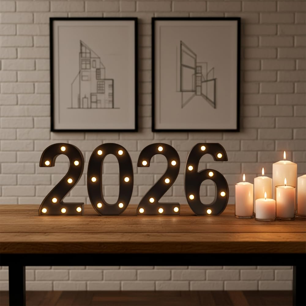 Black 2026 LED Marquee Numbers, LED Marquee Letter Lights New Year decor, Grad 2026 Sign Light up Letters for Graduation Decorations, Class of 2026 Light Up Numbers for Home College Graduation Party