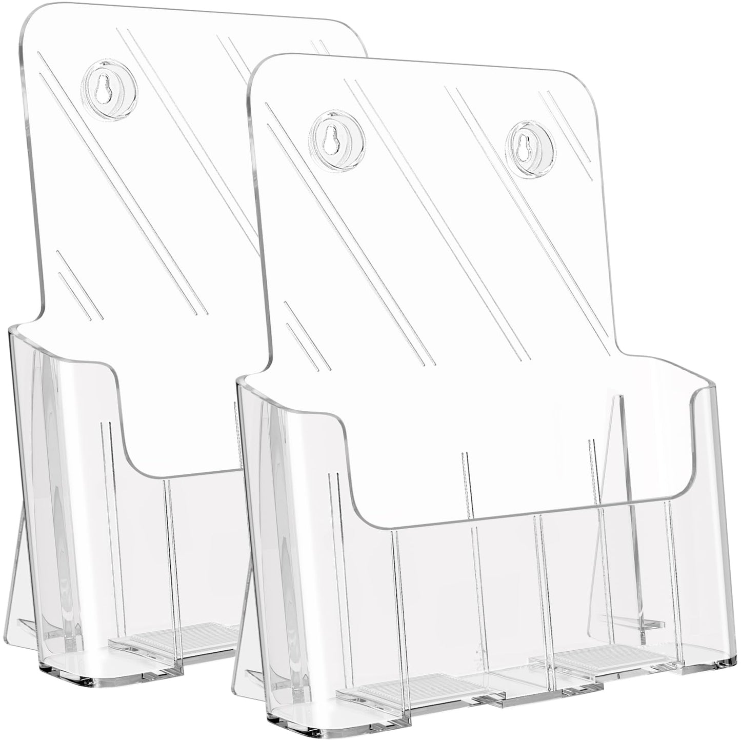 KTRIO Acrylic Brochure Holder 8.5 x 11 Clear Literature Display Stand, Plastic Flyer Holder for Trifold Brochures, Menus, Magazines, Pamphlets, Documents, Desk or Wall Mount, 2 Pack