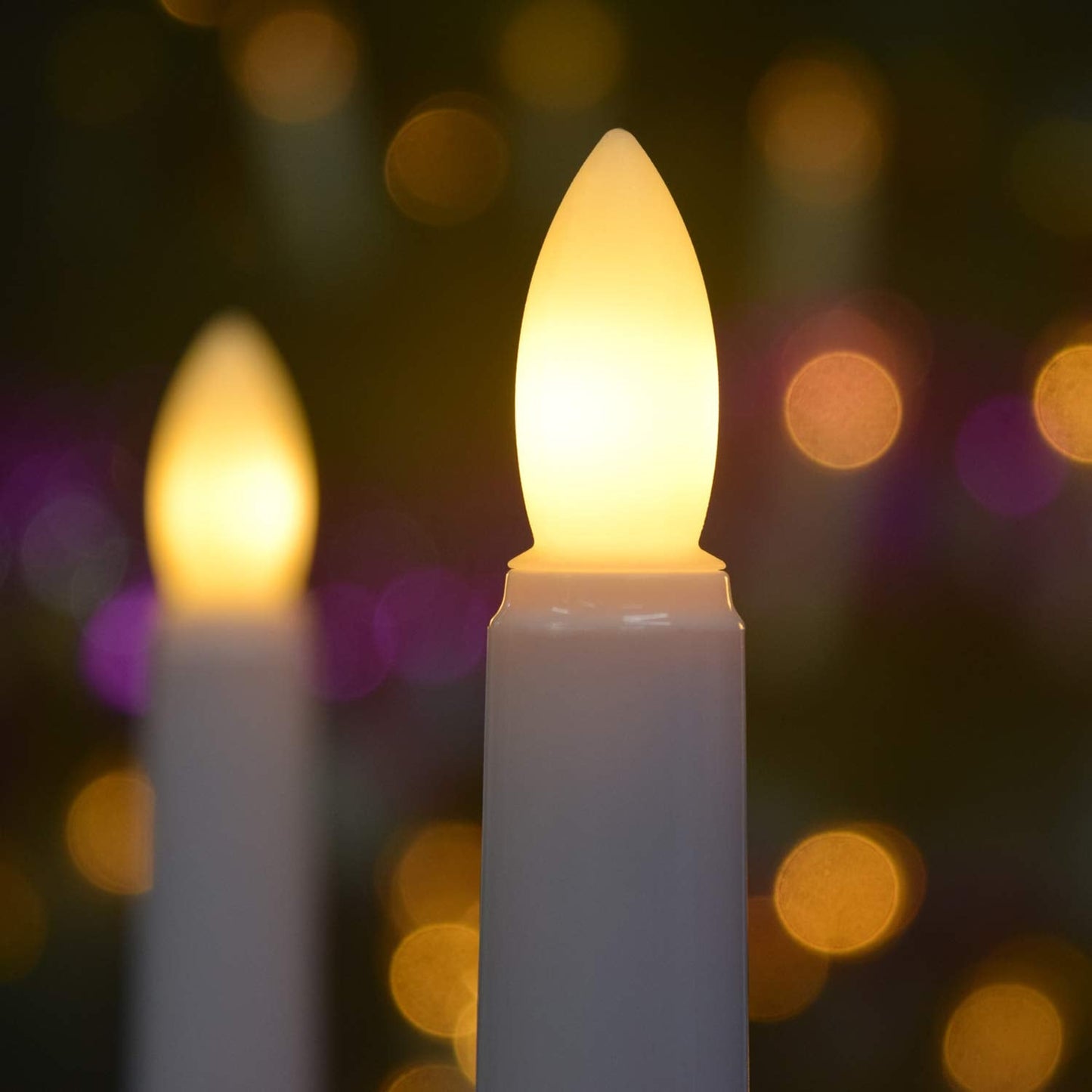 FREEPOWER Flameless Window Candles with Gold Bases, Battery Operated Taper Candle with 4H/6H Daily Timer, Remote Window Candle with Unique Flame