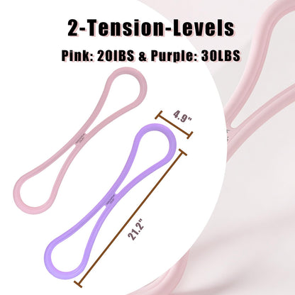 TREKONPEAK Figure 8 Resistance Bands, 8-Shaped Exercise Band for Women Arms Shoulder Back Legs Stretching Pilates Yoga (Pink 20Lb & Purple 30Lb)