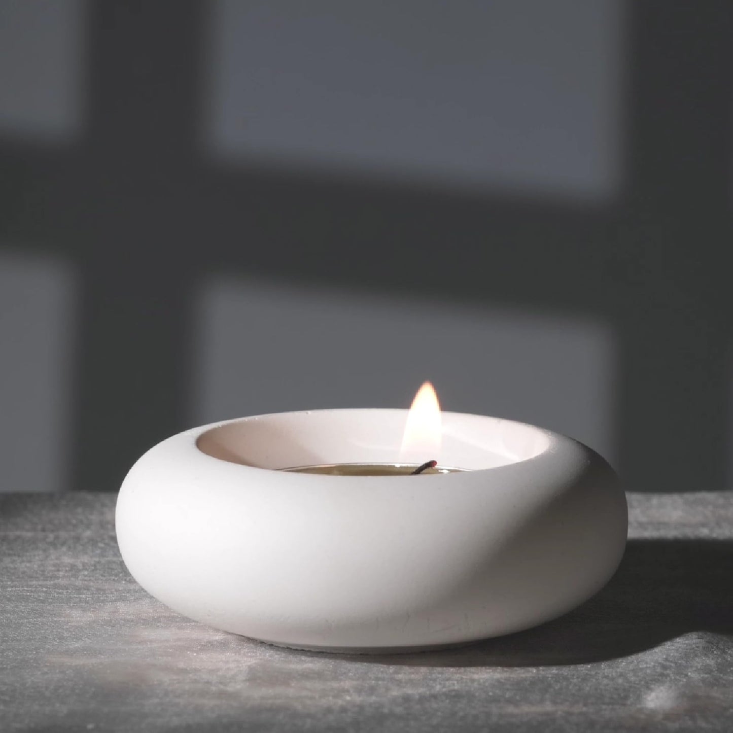 ICNBUYS Handmade Decorative Pebble Tealight Candle Holders Set of 8 - Handcrafted Home Decor Accent for Calming Earthy Aesthetic White Cement Diameter 2.6 inches