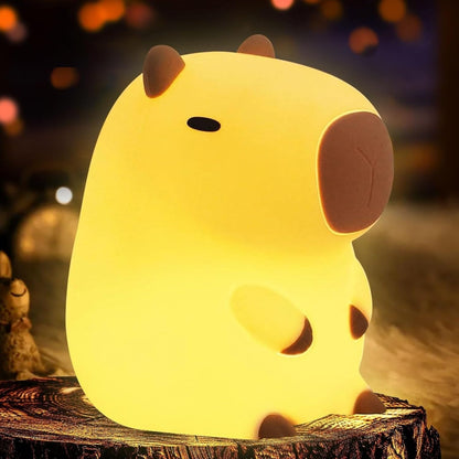 YR YRHH-PET Capybara Cute Night Light, Squishy Capybara Lamp Novelty Gifts Toys, Rechargeable Dimmable Silicone LED Nightlight For Kids, Funny Light Up Capibara, Baby Nursery College Dorm Kawaii Décor