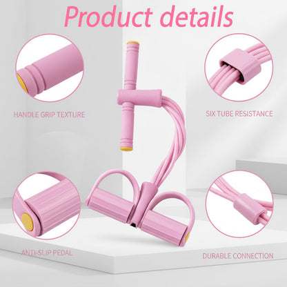 Pedal Resistance Band, Multifunction Pull Up Assistance Bands, 6 Tube Foot Pedal and Handles for Full Body Strength Training, Space-Saving Exercise Solution Home Workout Equipment