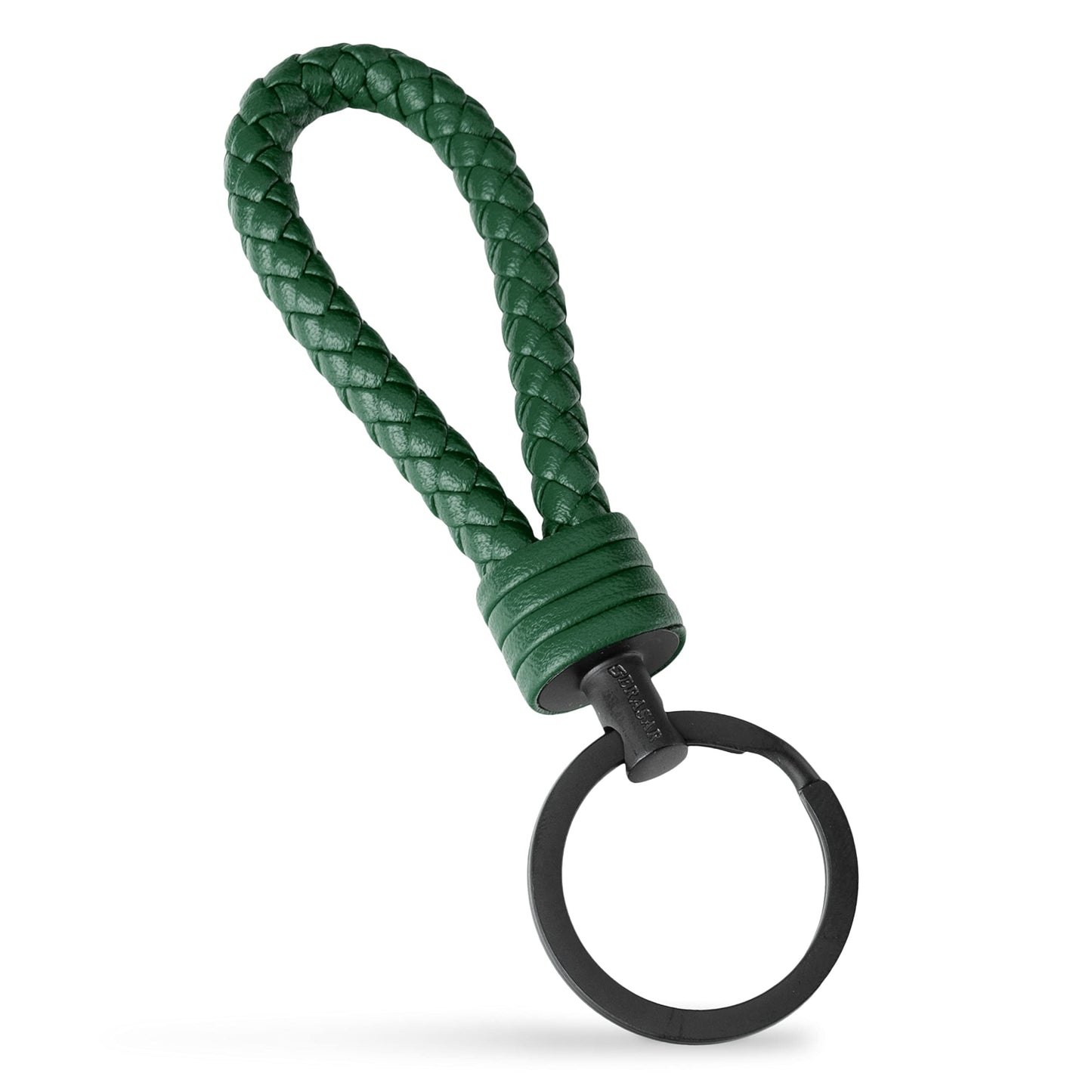SERASAR Leather Cord Stainless Steel Key Chain Additional Rings Small Keys Ideal Car, Motorcycle, Bicycle House Keychain Gift Box
