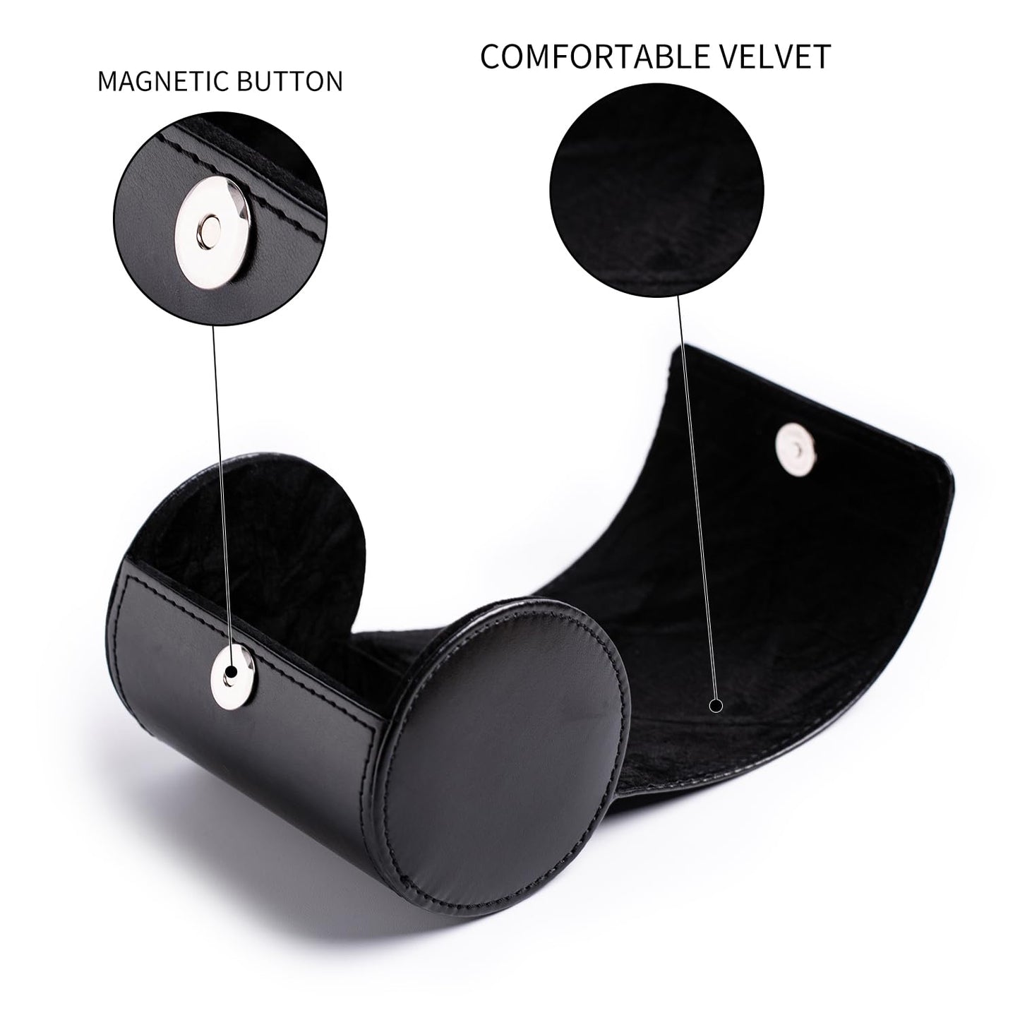 Tie Box for Men 's PU Ties case Necktie Organize Cylinder Leather Men’s Storage Portable Tie Roll for Travel Business Gifts (Black)