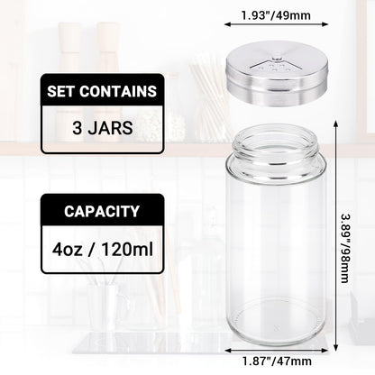 Segarty Spice Jars, 6 Pack 3 oz Spice Bottles with Shaker Lids, Glass Empty Storage Containers with Adjustable Stainless Steel Flow Top for Your Regularly Used Spices