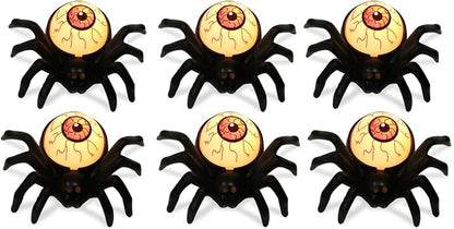 Halloween Decorations Tea Lights Candles with 6H Timer, 6 PCS Battery Operated LED Candle Spider Eyeballs Flameless Flickering Table Party Halloween Decor Indoor