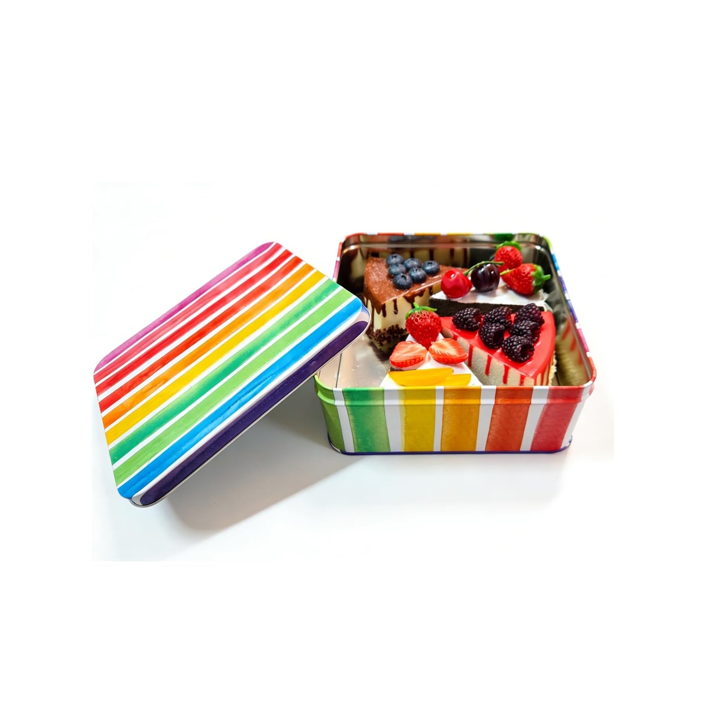 Yopay 3 Pack Metal Cookie Tin with Lid, Square Baking Cake Gift Tins for Patisseries, 7" x 7" x 2.76" Candy Brownies Snacks Chocolate Storage Container for Christmas Easter Thanks Giving Holiday