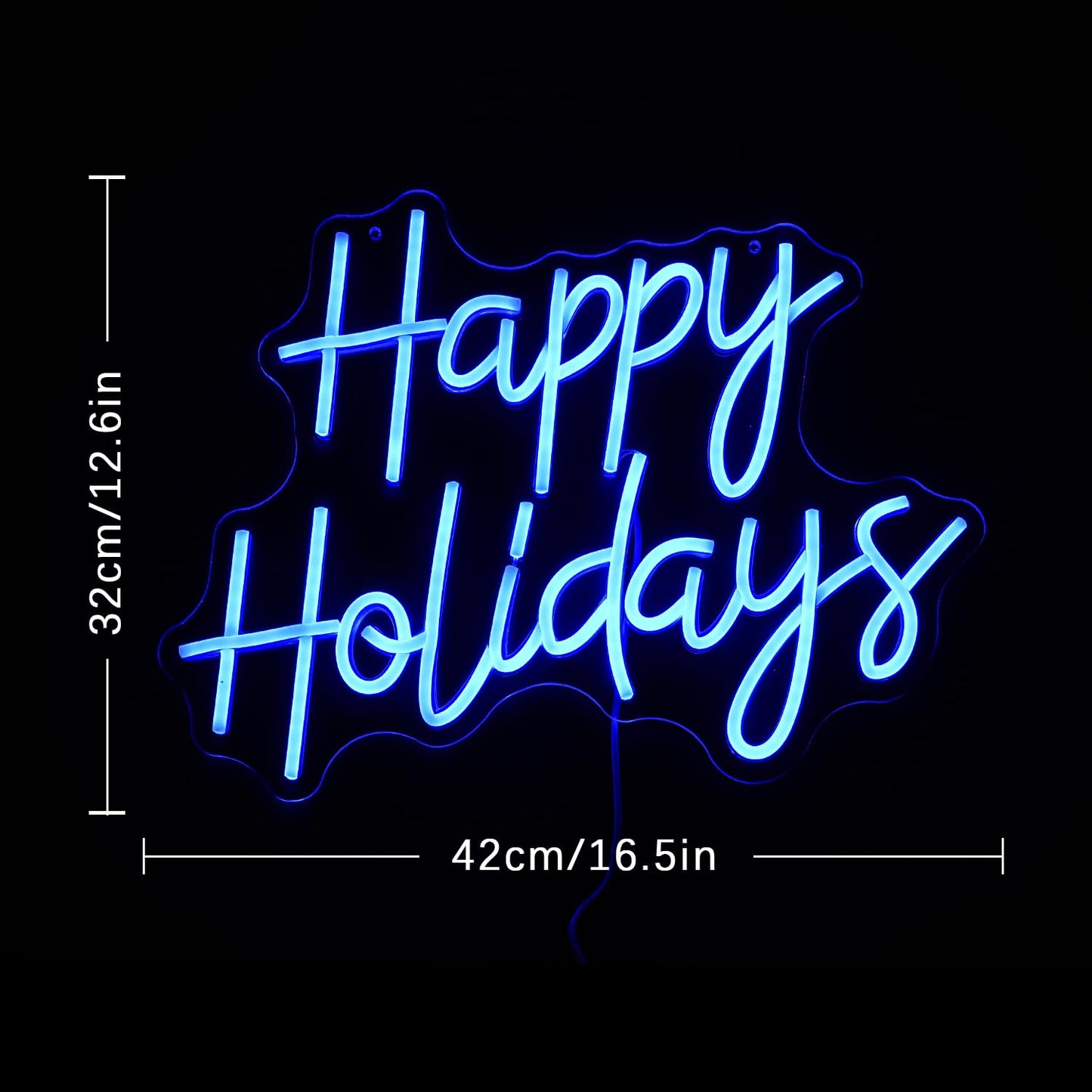 LULANMP Happy Holidays Neon Sign for Wall Decor Dimmable Holiday Neon Lights Blue Christmas LED Sign for New Year Party Home Bar Living Room Offic Decor(16.5''*12.5'')
