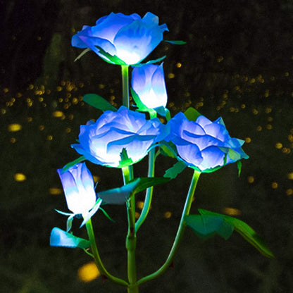 Solar Garden Stake Lights, Rose Flowers Lights LED Solar Stake Lights with 5 Roses Waterproof for Garden, Yard, Christmas Pathway, Grave Decor