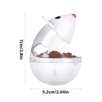 Lightbox Cat Food Ball Dispenser - 4 Pcs Slow Feeder Mice Shaped Tumbler Toy for Interactive Training (Pink, White)