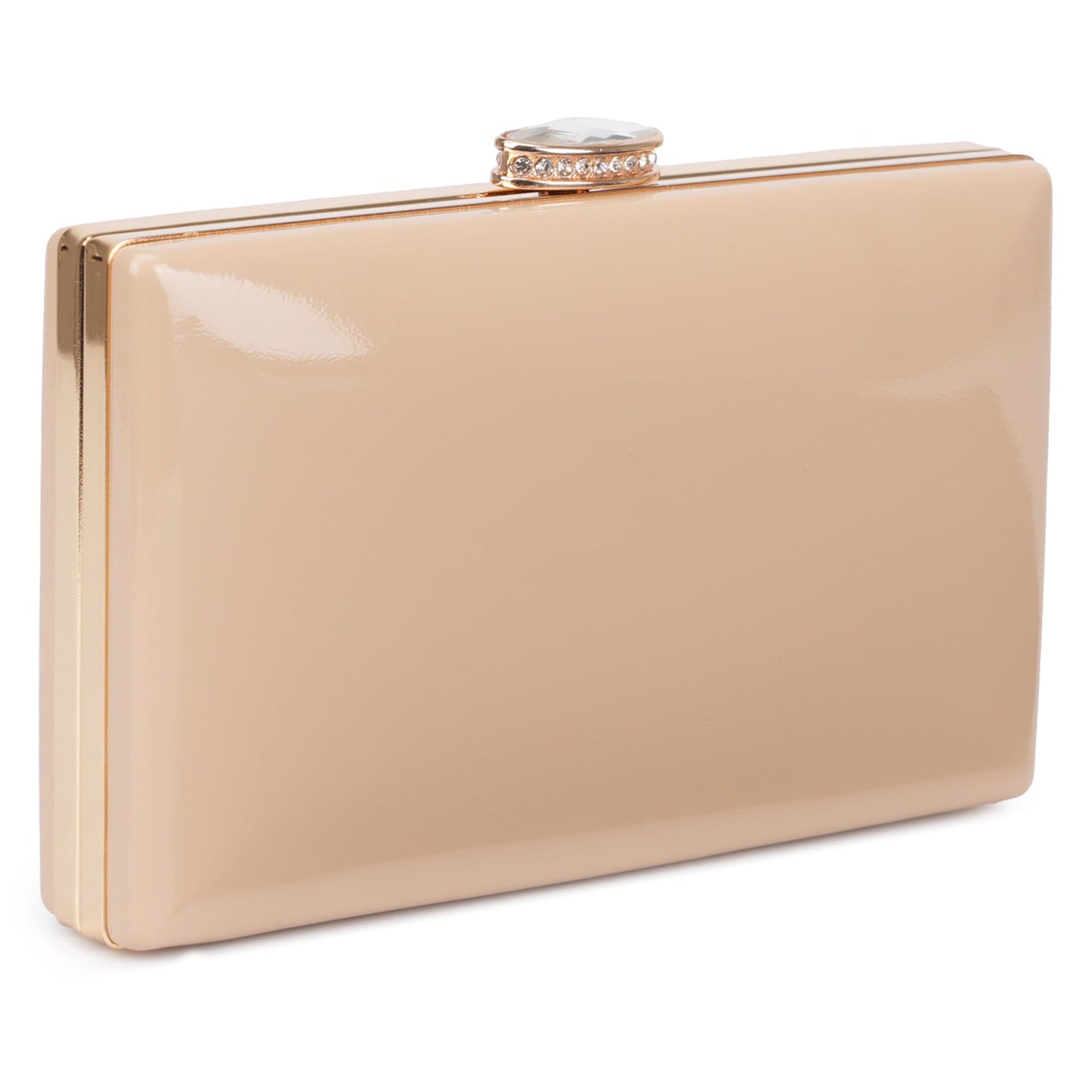 Milisente Patent Leather Clutch Purses for Women Glossy Evening Bag For Wedding Cocktail Party With Detachable Chain(Beige)
