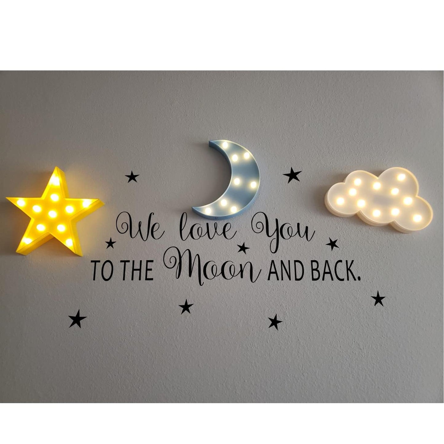 ZUOVAOV 3 Pack Star Moon Cloud Night Light - LED Decorative Lamp for Kids Room, Warm White Cordless Wall Mountable/Freestanding Lights, Perfect Birthday/Baby Shower Party Decor & Gift for Children