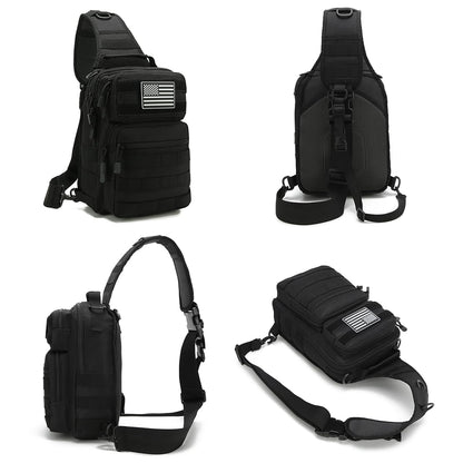 GAZJYUSP Tactical travel sling bag Molle Crossbody bag Small tactical concealed carry bag Over the shoulder bag Daypack Range Bag Shoulder pack Hunting chest Bag (Black)
