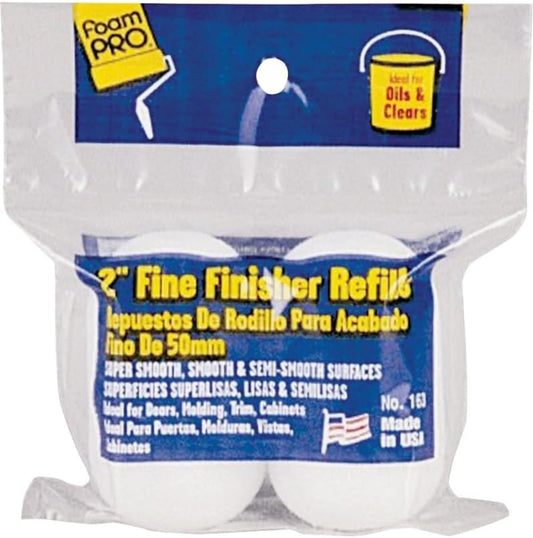 Foampro 163 Fine Finish Roller Refills (High-Density Foam) (2 Pack), 2" Painting Supplies, Pack of 2
