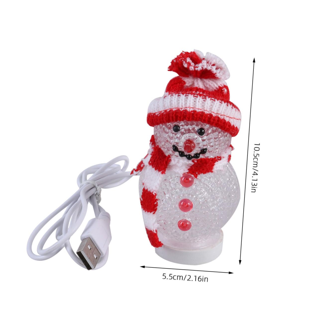 Uonlytech Christmas Snowman Night Ligh, LED Light USB Night Light Mini Glowing Snowman Desktop Ornaments for Home Bedroom Christmas