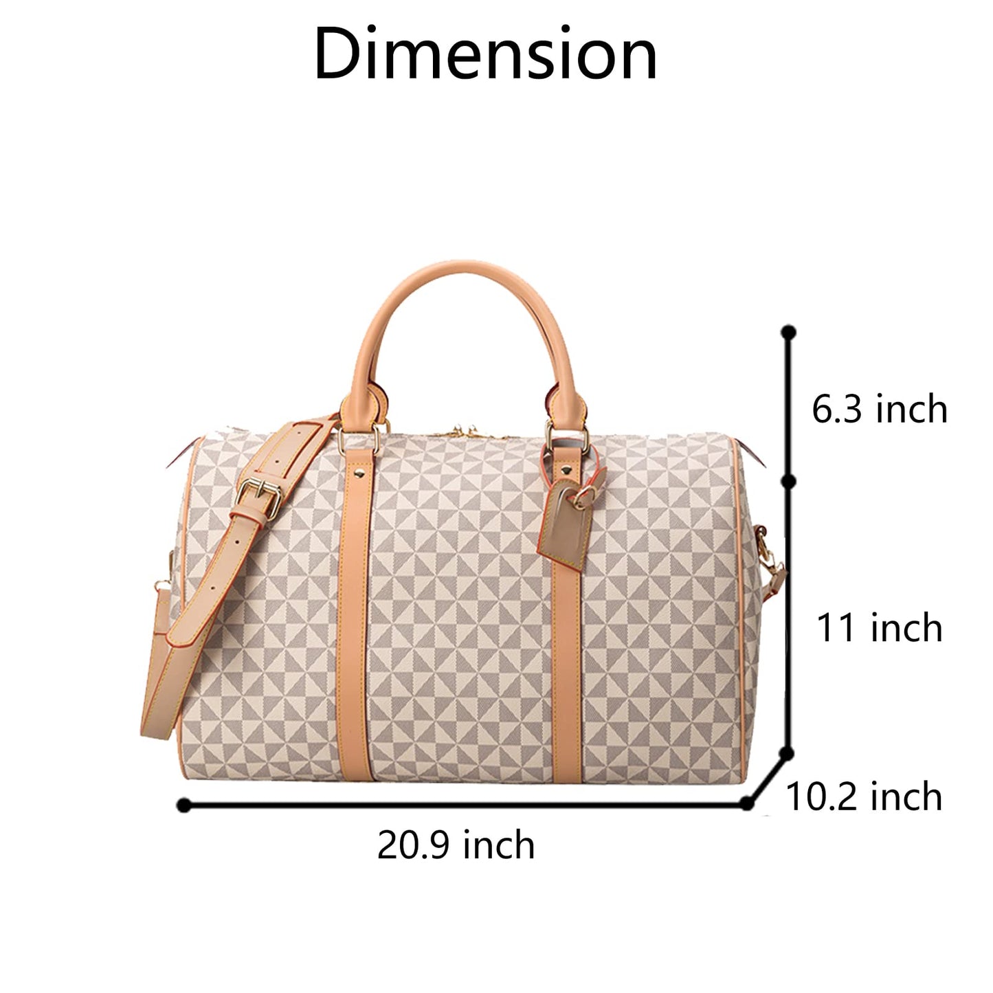 Large capacity Lightweight Weekender Travel Duffel Bag for Women Men Overnight Bag with Toiletry Bag Traveling Handbag for Gym Holiday (White)