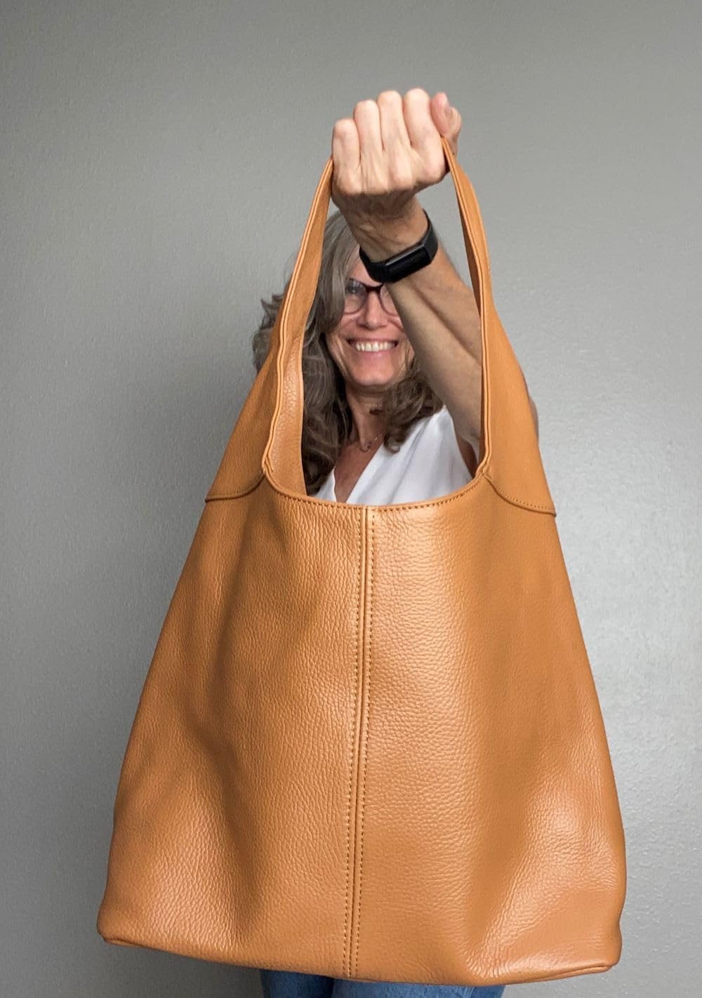 LaGaksta Hobo Purse Shoulder Bag Italian Leather Large Capacity, Tan