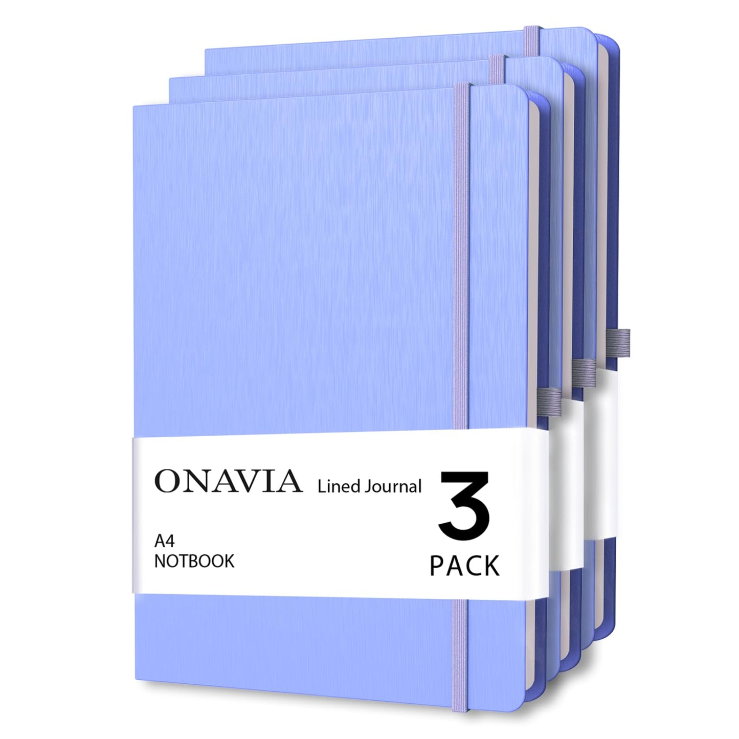 ONAVIA A4 Lined Journal Notebooks 3 Pack, 8.5 x 11 College Ruled Journal Notebooks, 160 Pages, Lined Notebooks for Thick Paper, Large Notebook, Cornflower Blue