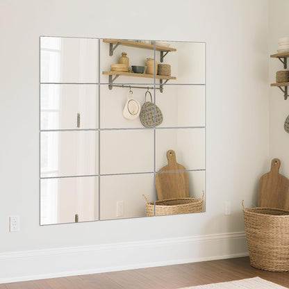 Wall Mirror Tiles Full Length, 16 x 12 Inch x 12Pcs Frameless Home Gym Mirror for Wall Mounted Decorative Full Body