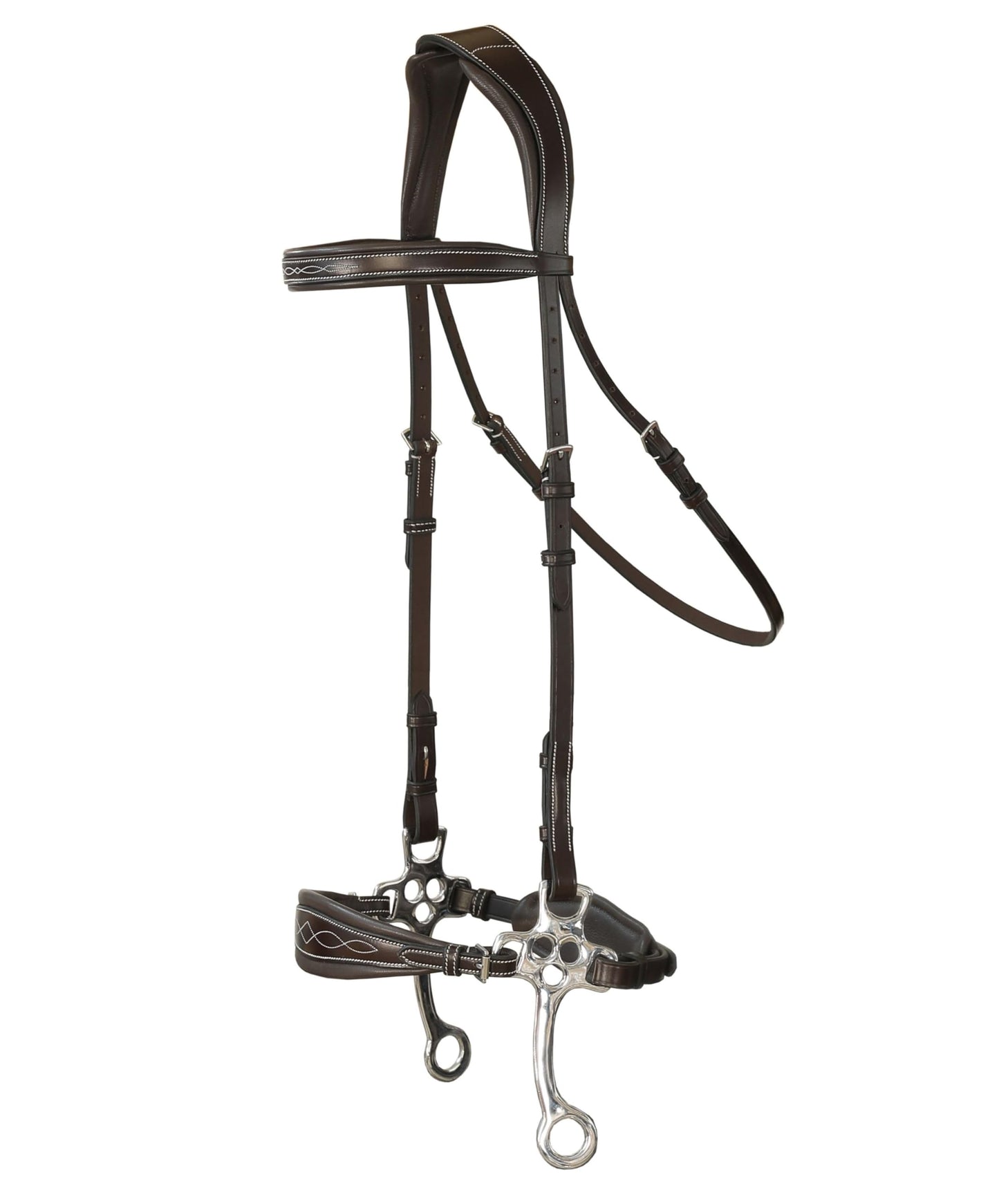 Exion Nova Hackamore Bridle – Anatomical Bitless Horse Bridle with Rubber Reins – Padded Anti-Pressure Crownpiece – Vegetable-Tanned Leather Bitless Bridle for Jumping & Training