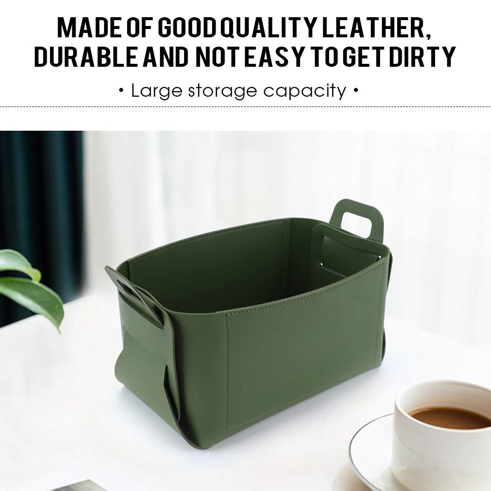 Leather Valet Tray, Jewelry & Catchall Tray, Desktop Storage Organizer, Bedside Caddy for Men - Key Wallet Watch Coin Phone Change, Candy Holder - Convenient for Travel (06 Green 1)